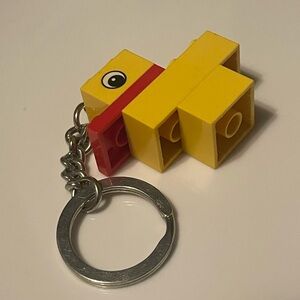 Lego type rubber duck key chain